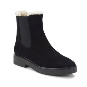 Stuart Weitzman Black Chelsea Alpine suede boots Sherpa lining size 10